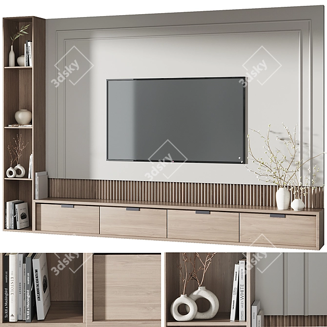 Modern TV Wall Decor Set 3D model image 1