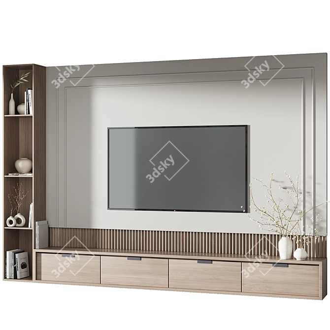 Modern TV Wall Decor Set 3D model image 2