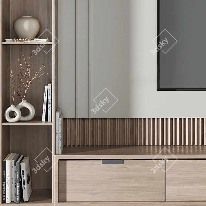 Modern TV Wall Decor Set 3D model image 3