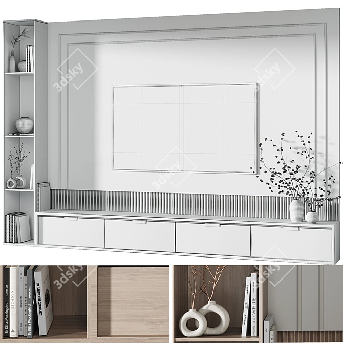 Modern TV Wall Decor Set 3D model image 5