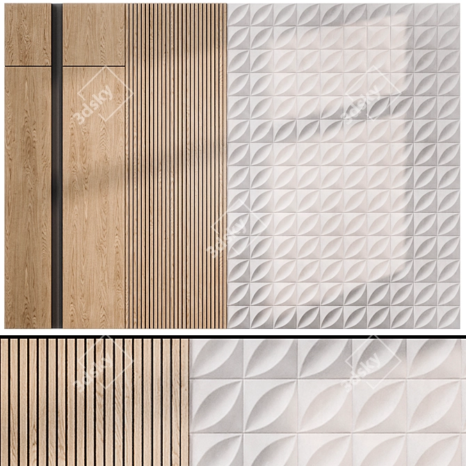 Minimalist 3D Wall Panel Set 3D model image 2