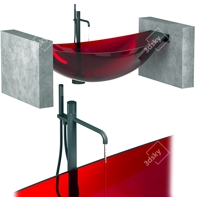 Crystal Hanging Bathtub Set 3D model image 4