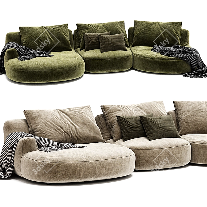 Modular Moonlight Sofa Outdoor Furnish 3D model image 3