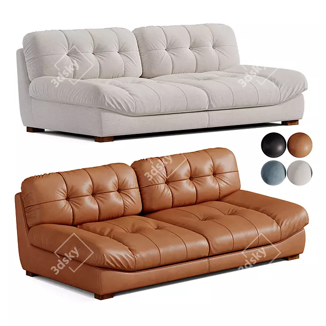 Luxury Harlan Leather Sofa, 3Ds Max Model 3D model image 1