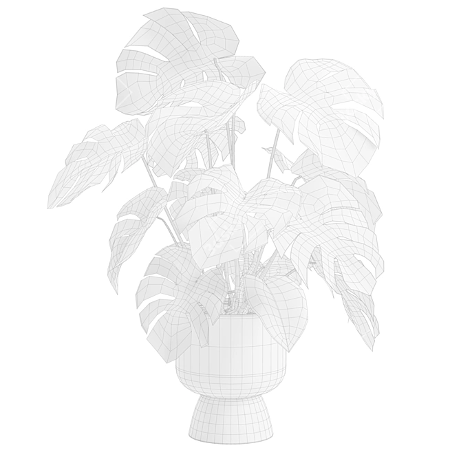 Tropical Monstera Deliciosa Beige Planter 3D model image 3