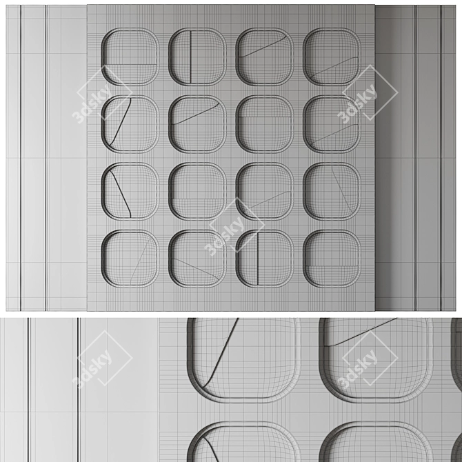  Mirror-Paneled Headboard with Cells 3D model image 5