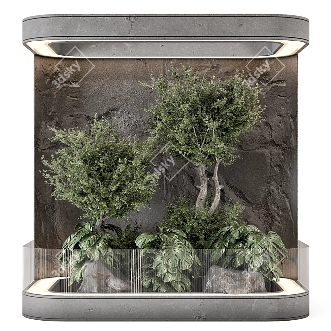 Glass-Enclosed Indoor Plant Garden Set 3D model image 1