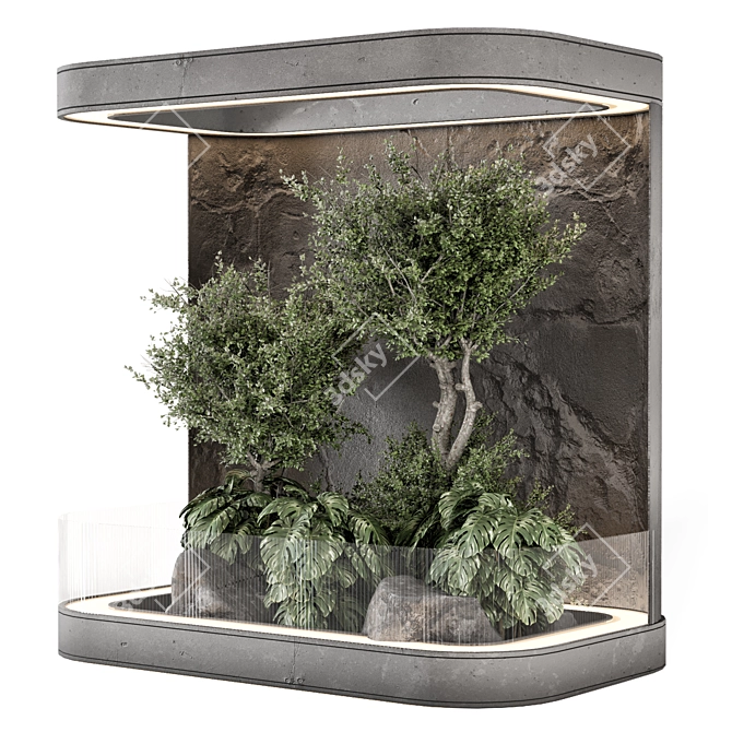 Glass-Enclosed Indoor Plant Garden Set 3D model image 2