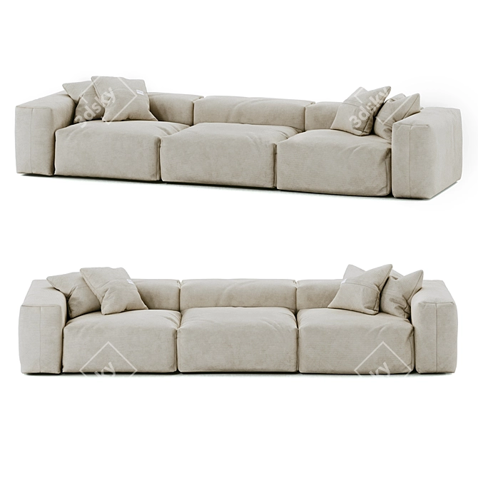 Modular Sofa with Cushions 3D model image 1