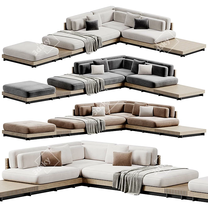 Modern Sustainable Outdoor Sofa Design 3D model image 1