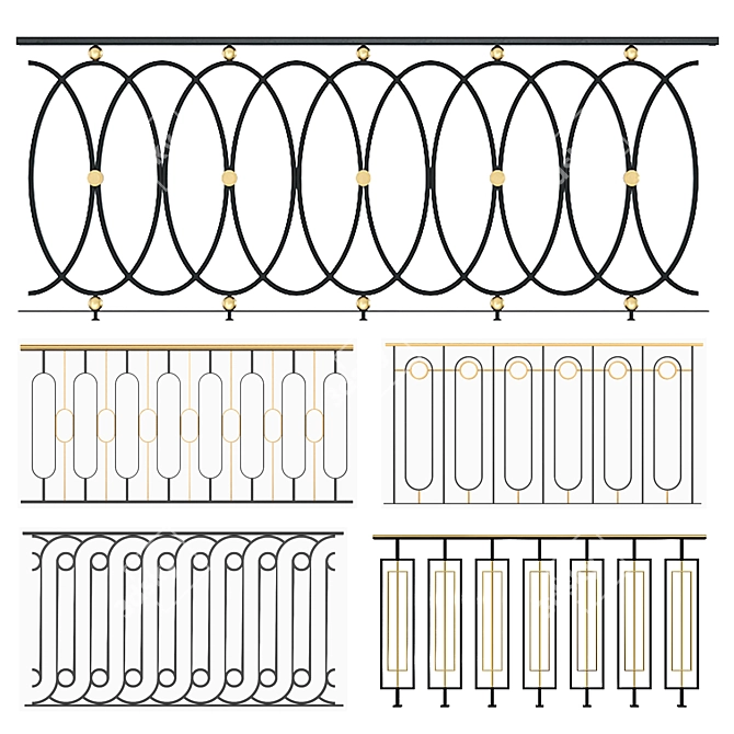 Classic Railings Set 3D Models 3D model image 8