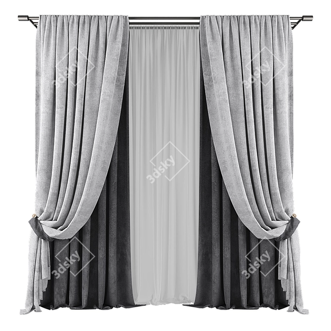  Modern Geometric Curtain Design 3D model image 1