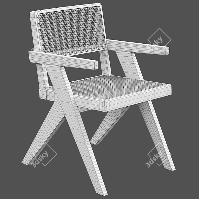 Rattan Caned Armchair - Woven Comfort 3D model image 4