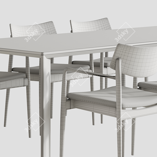 Japanese Minimalist Desk and Chair 3D model image 6