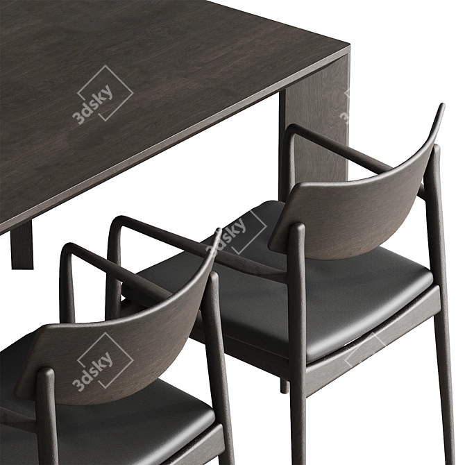 Japanese Minimalist Desk and Chair 3D model image 11