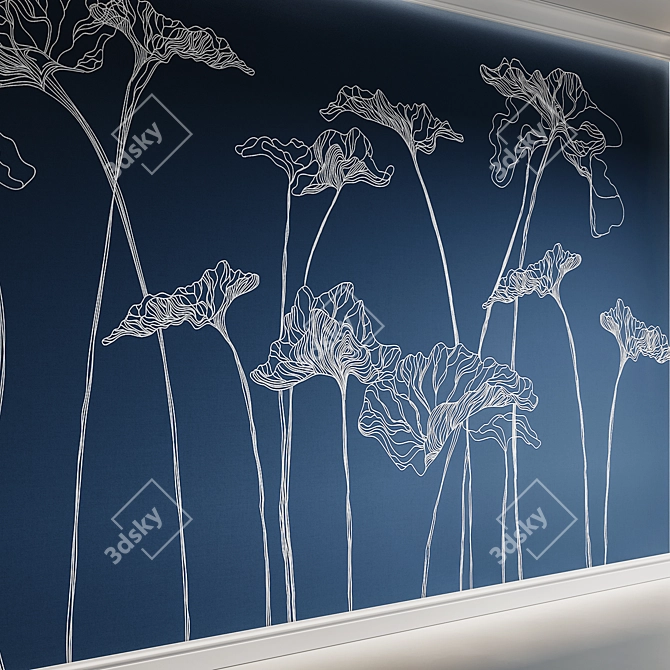 Floral Wallpaper Mural Coordinates 3D model image 3