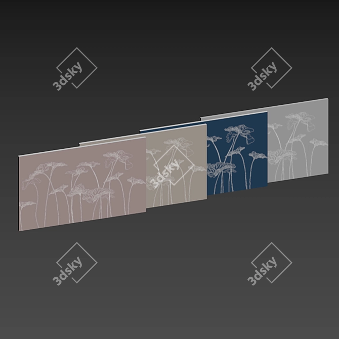 Floral Wallpaper Mural Coordinates 3D model image 6