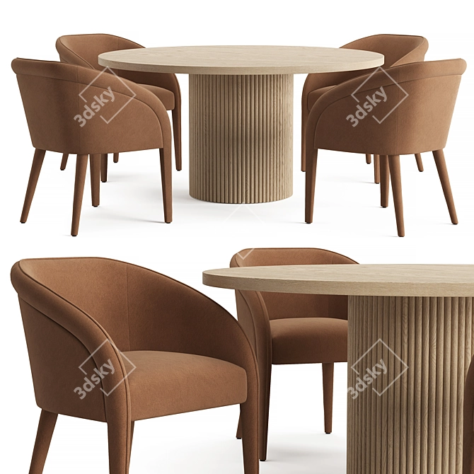 RH Mulholland Round Dining Set 3D model image 1