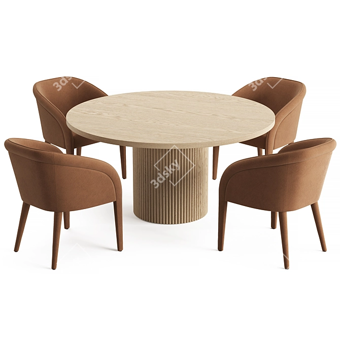 RH Mulholland Round Dining Set 3D model image 4