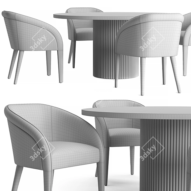 RH Mulholland Round Dining Set 3D model image 5