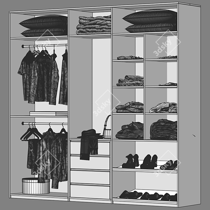 Title: Open Wardrobe Closet 3D model image 4