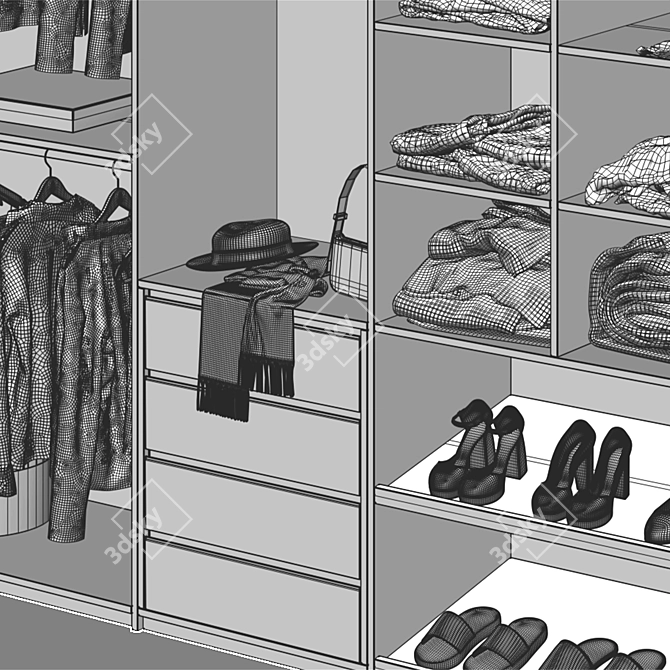 Title: Open Wardrobe Closet 3D model image 5