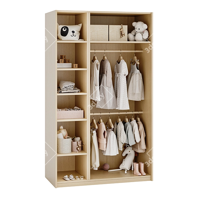 Kids Wardrobe with Accessories 3D model image 2