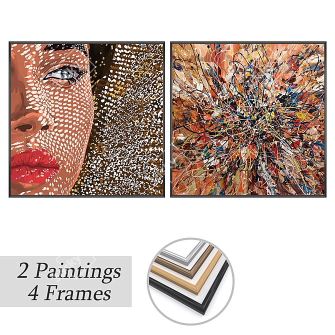 Artwork Set with Multiple Frames 3D model image 1