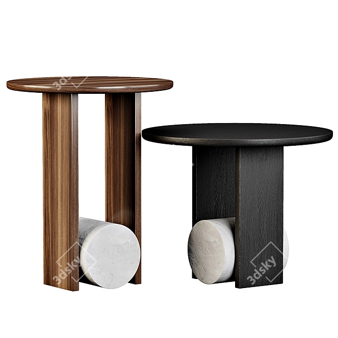 Modern Geometric Side Table Blue 3D model image 3