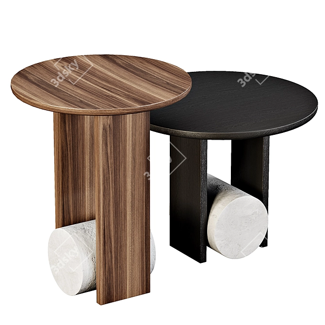 Modern Geometric Side Table Blue 3D model image 4