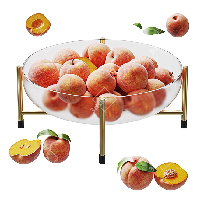 Seamless High-Quality Peach Bowl Model 3D model image 1