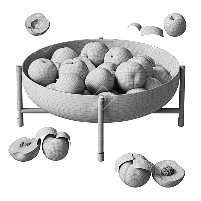 Seamless High-Quality Peach Bowl Model 3D model image 8