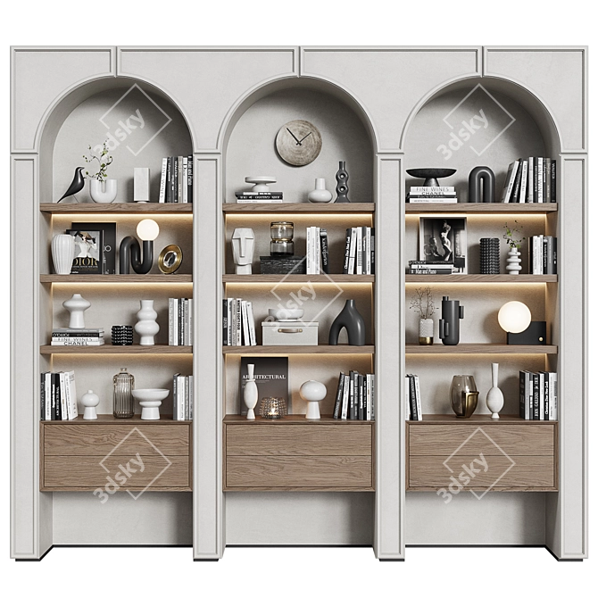 Nordic Style Bookshelf 09 3D model image 1