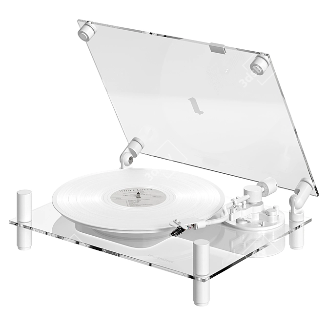 White Transparent Vinyl Turntable 3D model image 2