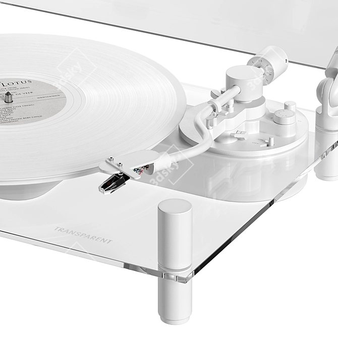 White Transparent Vinyl Turntable 3D model image 3