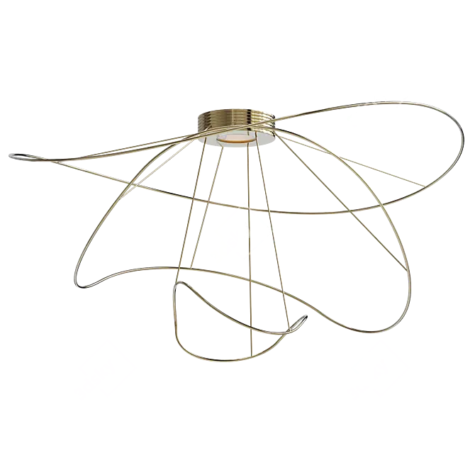 Sleek LED Gold Ceiling Light 3D model image 1