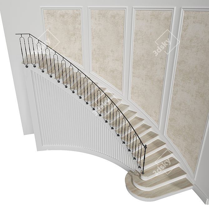 Classic Spiral Staircase 5 3D model image 2