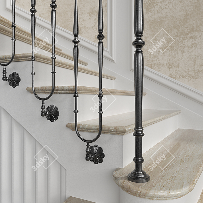 Classic Spiral Staircase 5 3D model image 3