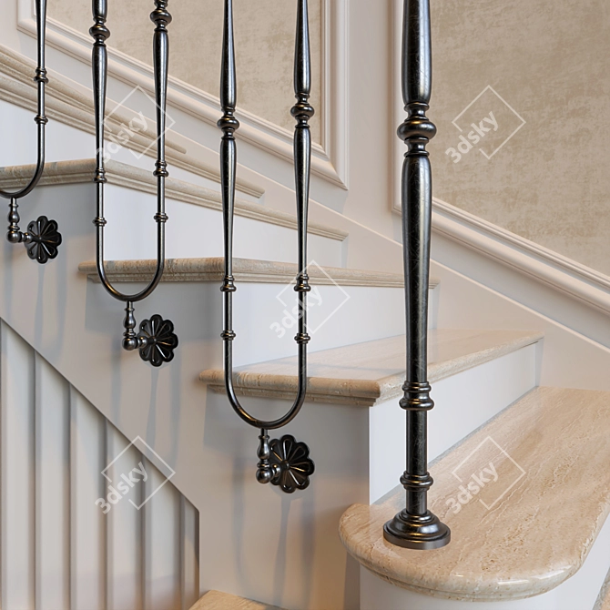 Classic Spiral Staircase 5 3D model image 4