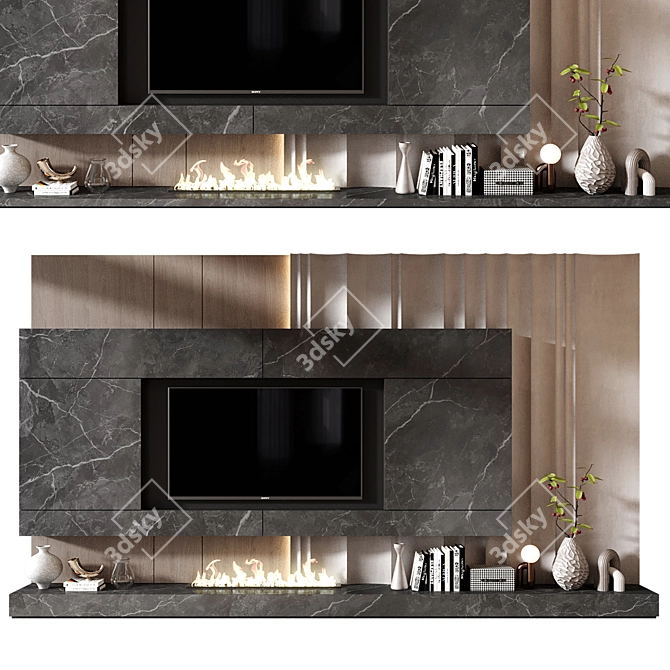 Modern TV Wall Shelf Decor 3D model image 2