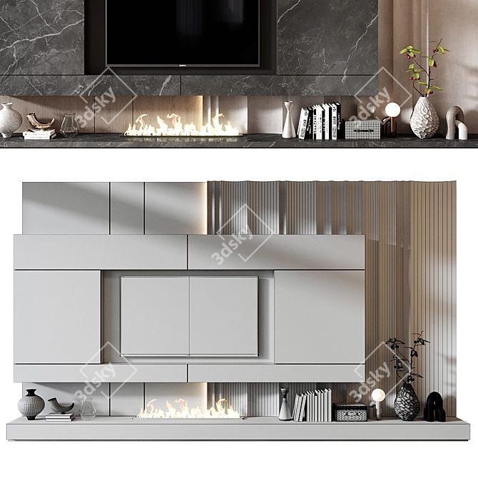 Modern TV Wall Shelf Decor 3D model image 3