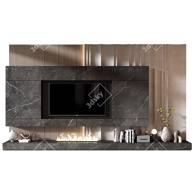 Modern TV Wall Shelf Decor 3D model image 4