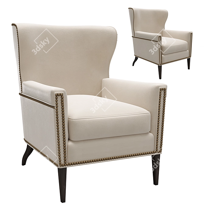 Elegant Samuel Wing Chair 3D model image 5