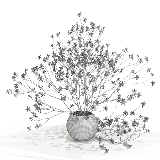 Elegant Floral Arrangement Sculpture 3D model image 4