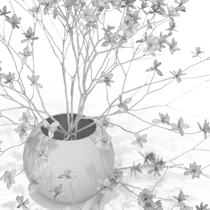 Elegant Floral Arrangement Sculpture 3D model image 5