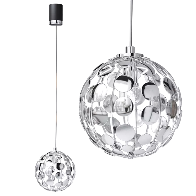 Elegant Chrome Sphere Pendant Light 3D model image 3