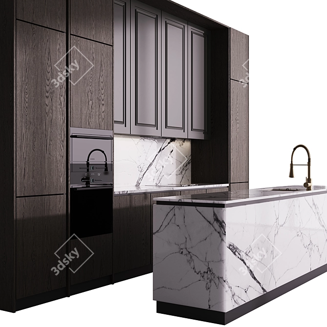 Modern Island Kitchen Render Ready 3D model image 4