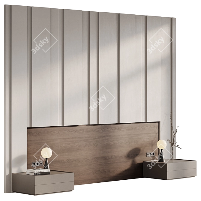 Custom Gypsum Panel Headboard 3D model image 2