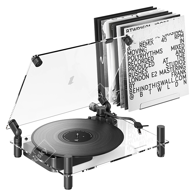 Clear Black Vinyl Turntable 3D model image 1