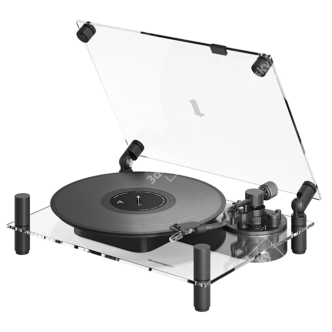 Clear Black Vinyl Turntable 3D model image 2